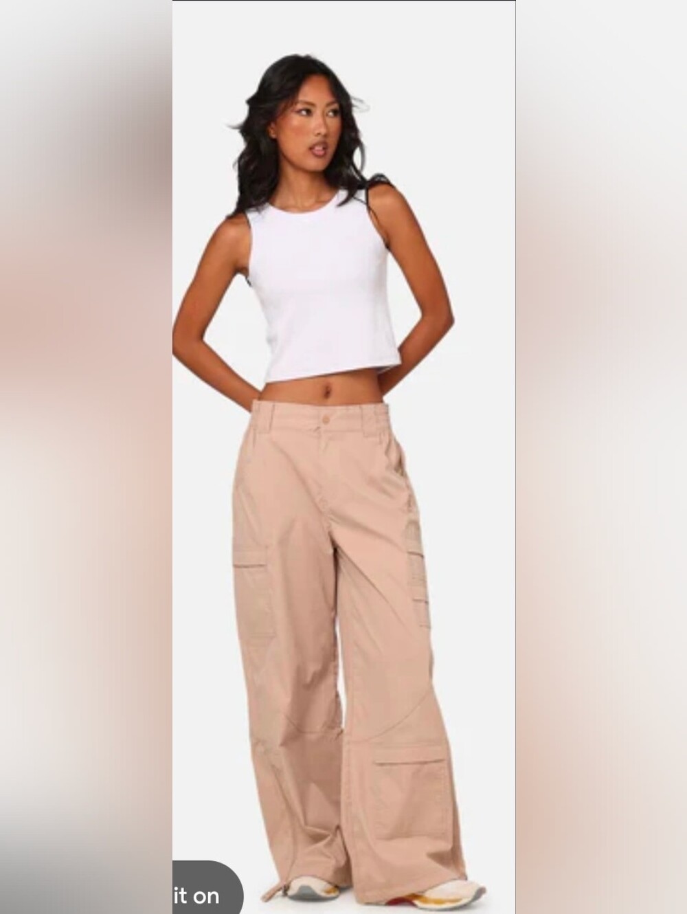 Jordan Women's Chicago Cargo Pants Beige Loose Fit Utility Wide Leg Size Small